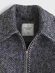 Abercrombie & Fitch Grey Wool Herringbone Short Bubble Hem Coat - Image 7 of 7
