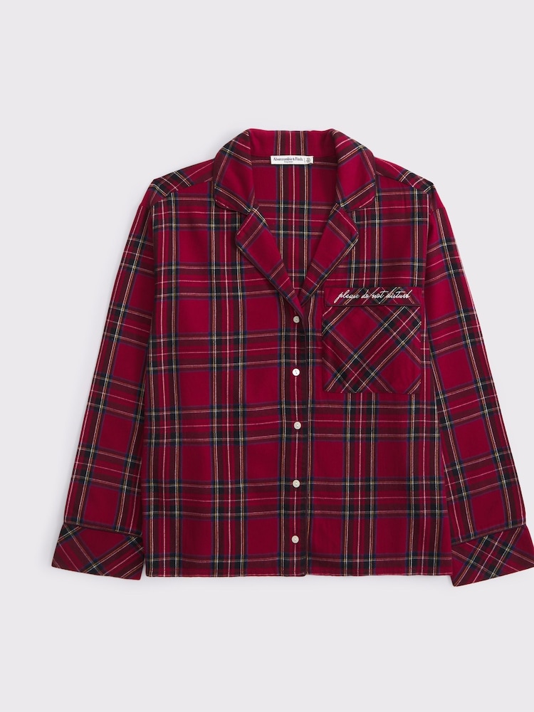 Abercrombie & Fitch Red Flannel Long Sleeve Pyjama Top - Image 1 of 2 Abercrombie & Fitch Red Flannel Long Sleeve Pyjama Top - Image 1 of 2