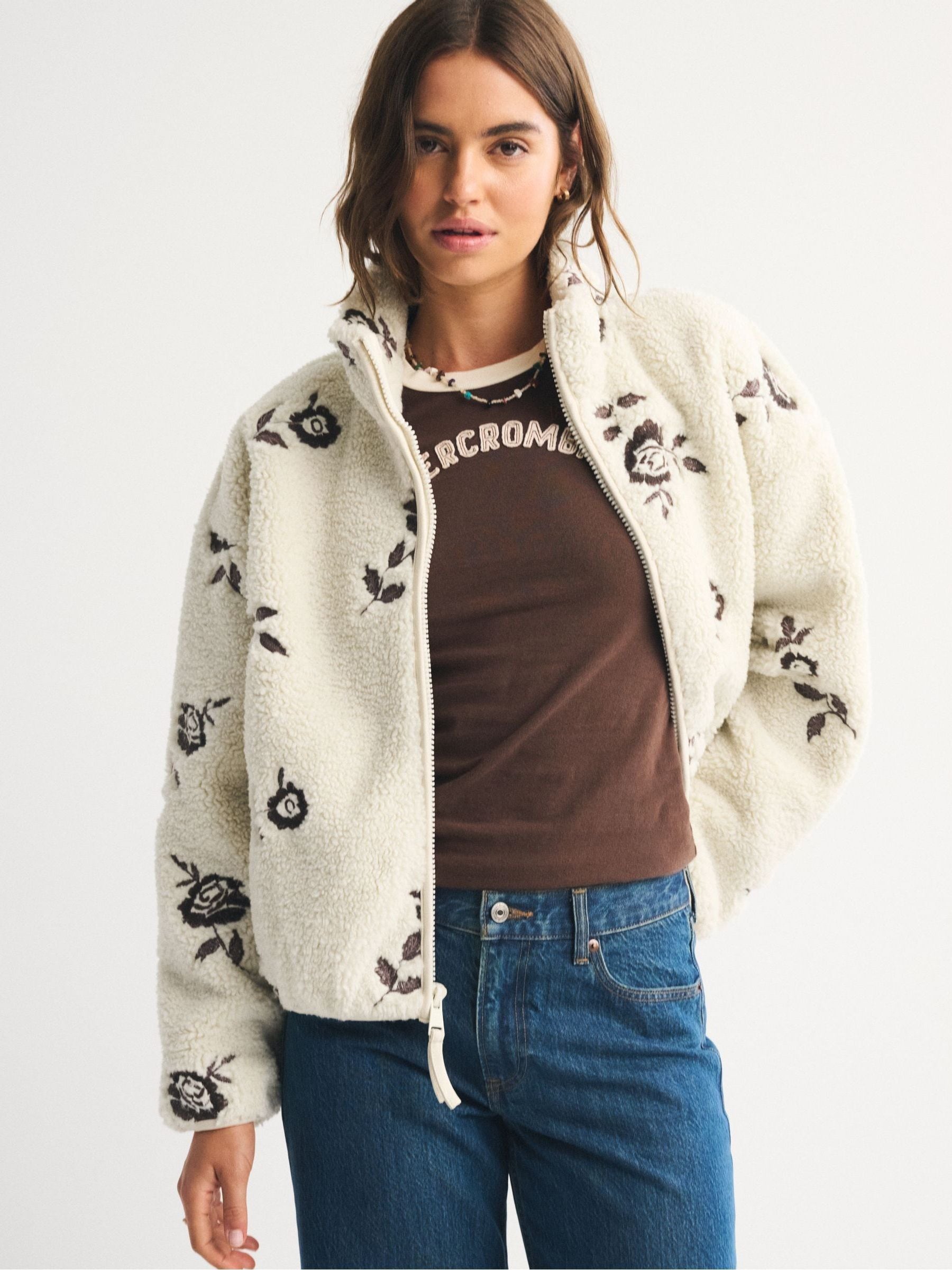 Buy Abercrombie & Fitch Grey Sherpa Full Zip Jacket from the Next