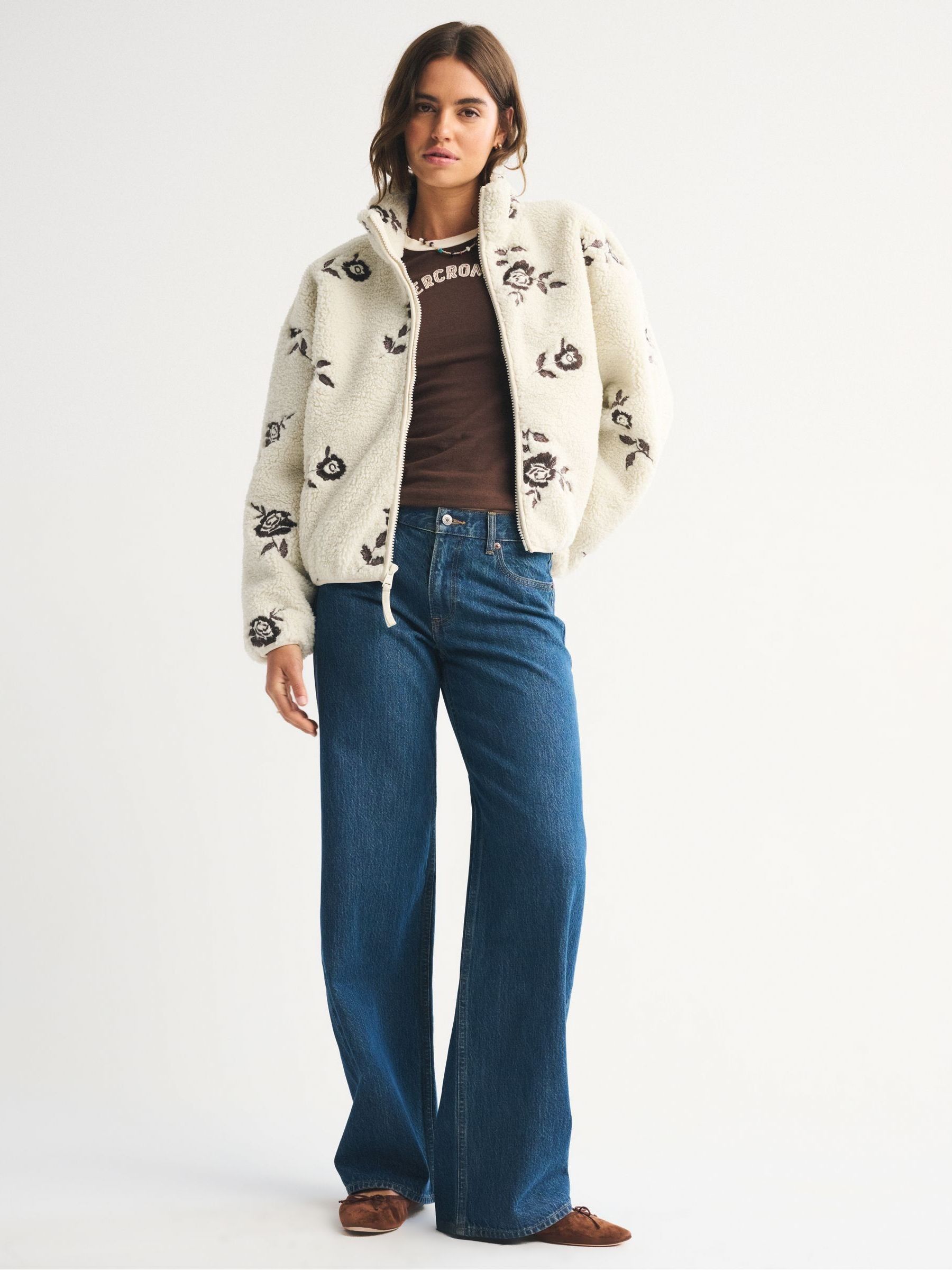 Buy Abercrombie & Fitch Grey Sherpa Full Zip Jacket from the Next Buy Abercrombie & Fitch Grey Sherpa Full Zip Jacket from the Next