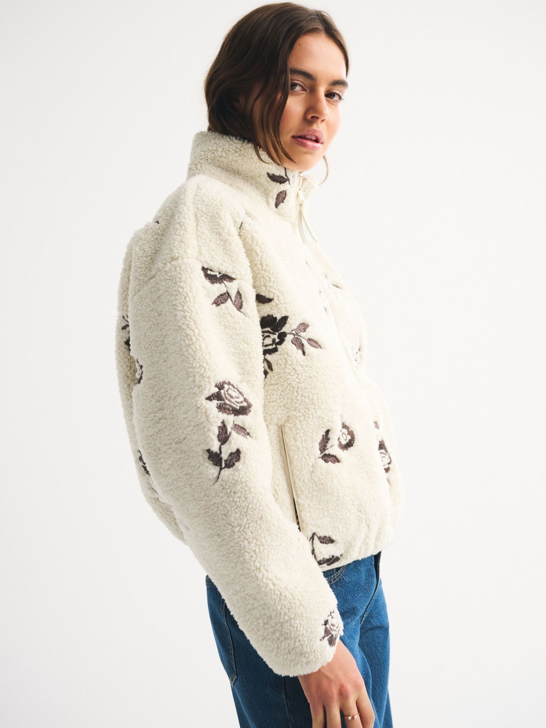 Buy Abercrombie & Fitch Grey Sherpa Full Zip Jacket from the Next