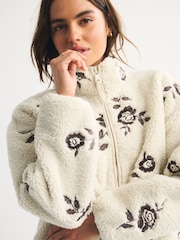 Abercrombie & Fitch Grey Sherpa Full Zip Jacket - Image 4 of 8