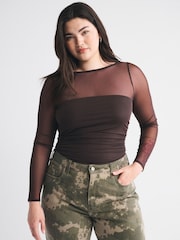 Abercrombie & Fitch Brown Long Sleeve Open Back Sweetheart Bodies - Image 1 of 7