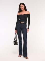 Abercrombie & Fitch Black Off Shoulder Long Sleeved Top - Image 3 of 6