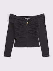 Abercrombie & Fitch Black Off Shoulder Long Sleeved Top - Image 6 of 6