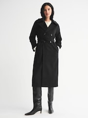 Abercrombie & Fitch Black Wool Long Trench Coat - Image 1 of 8
