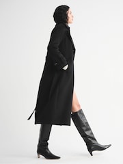 Abercrombie & Fitch Black Wool Long Trench Coat - Image 4 of 8