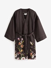 B by Ted Baker Chocolate Brown Floral Satin Robe - Image 7 of 12