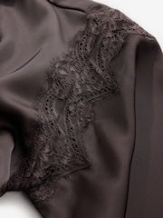 B by Ted Baker Chocolate Brown Floral Satin Robe - Image 9 of 12