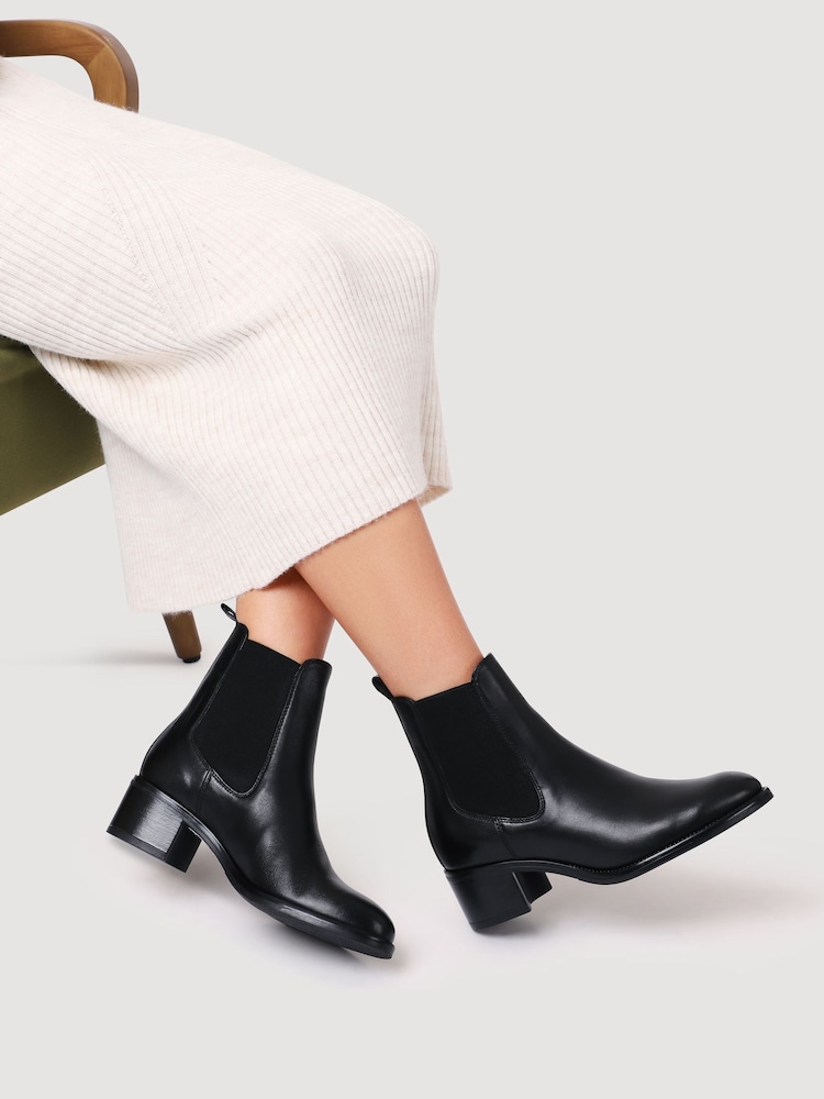 Jones Bootmaker Black Karlee Leather Slip-In Ankle Boots - Image 1 of 5 Jones Bootmaker Black Karlee Leather Slip-In Ankle Boots - Image 1 of 5