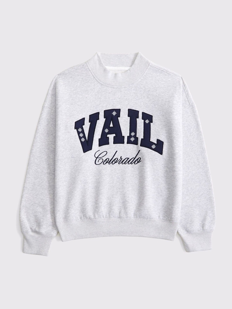 Abercrombie & Fitch Grey Ski Resort Sunday Mockneck Crew Neck Sweat Top - Image 1 of 2