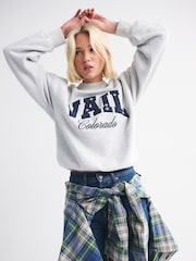 Abercrombie & Fitch Grey Ski Resort Sunday Mockneck Crew Neck Sweatshirt - Image 3 of 7