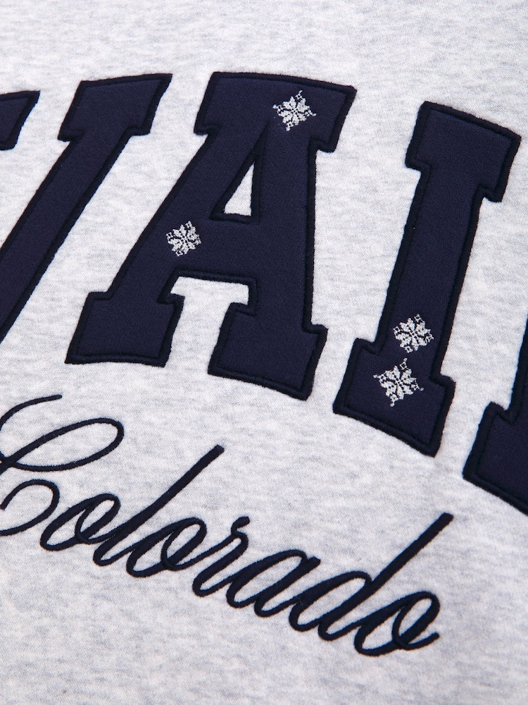 Abercrombie & Fitch Grey Ski Resort Sunday Mockneck Crew Neck Sweatshirt - Image 7 of 7