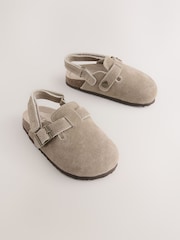 Neutral Leather Cushioned Footbed Clogs - Image 1 of 6