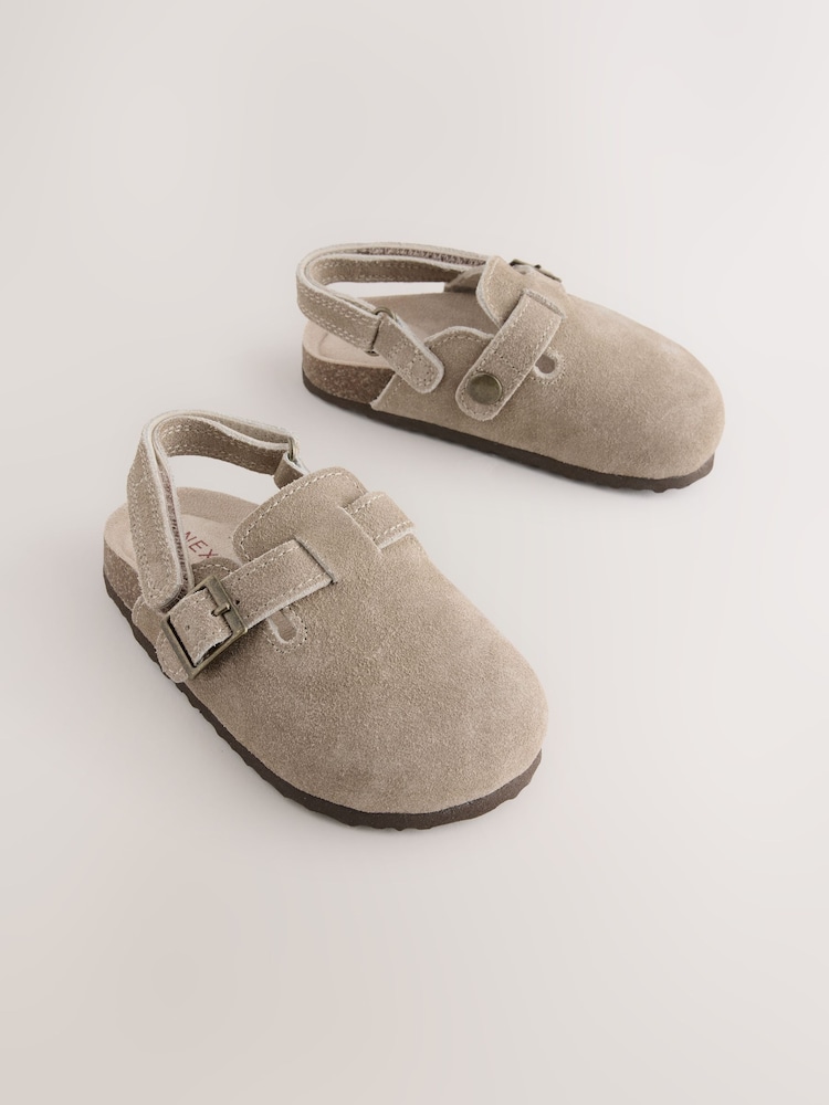 Neutral Leather Cushioned Footbed Clogs - Image 1 of 6