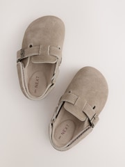 Neutral Leather Cushioned Footbed Clogs - Image 3 of 6