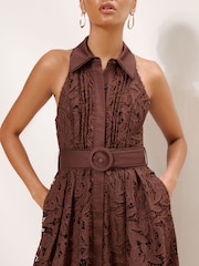 Premium Lace Shirt Midi Dress - Bild 4 av 4