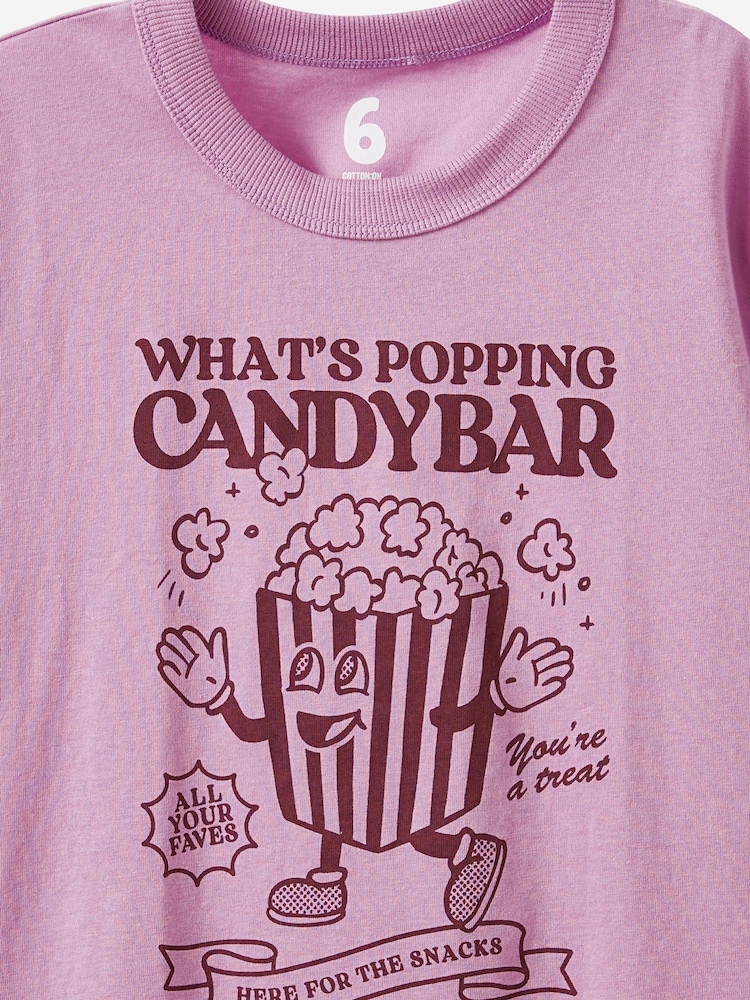 Cotton On Dark Purple Poppy Oversize Graphic Print T-Shirt - Image 2 of 2