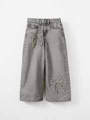 Cotton On Grey Embellished Super Wide Denim Jeans - Image 1 of 3