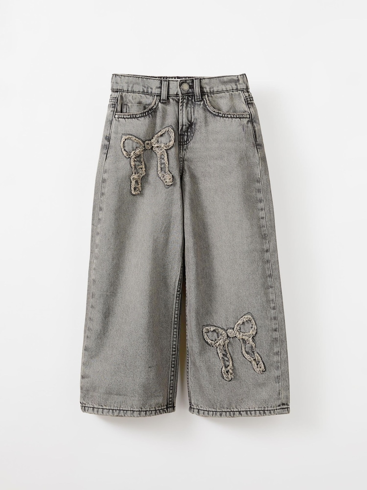 Cotton On Grey Embellished Super Wide Denim Jeans - Image 1 of 3