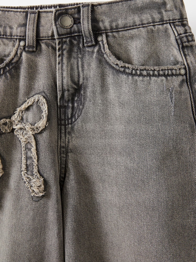 Cotton On Grey Embellished Super Wide Denim Jeans - Image 2 of 3