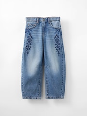 Cotton On Blue Unisex Barrel Leg Denim Jeans - Image 1 of 3