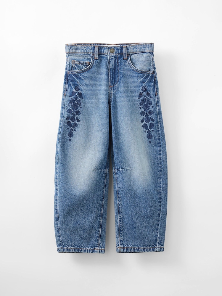 Cotton On Blue Unisex Barrel Leg Denim Jeans - Image 1 of 3