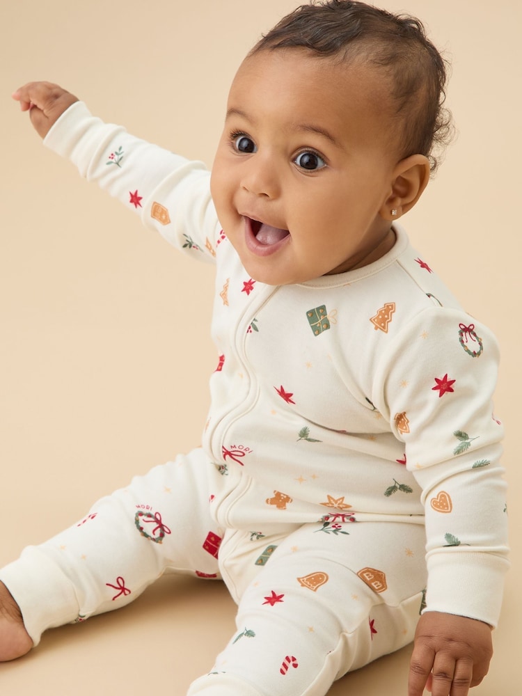 Blanco - MORI Two Way Zip-Up Sleepsuit - Imagen 1 de 4