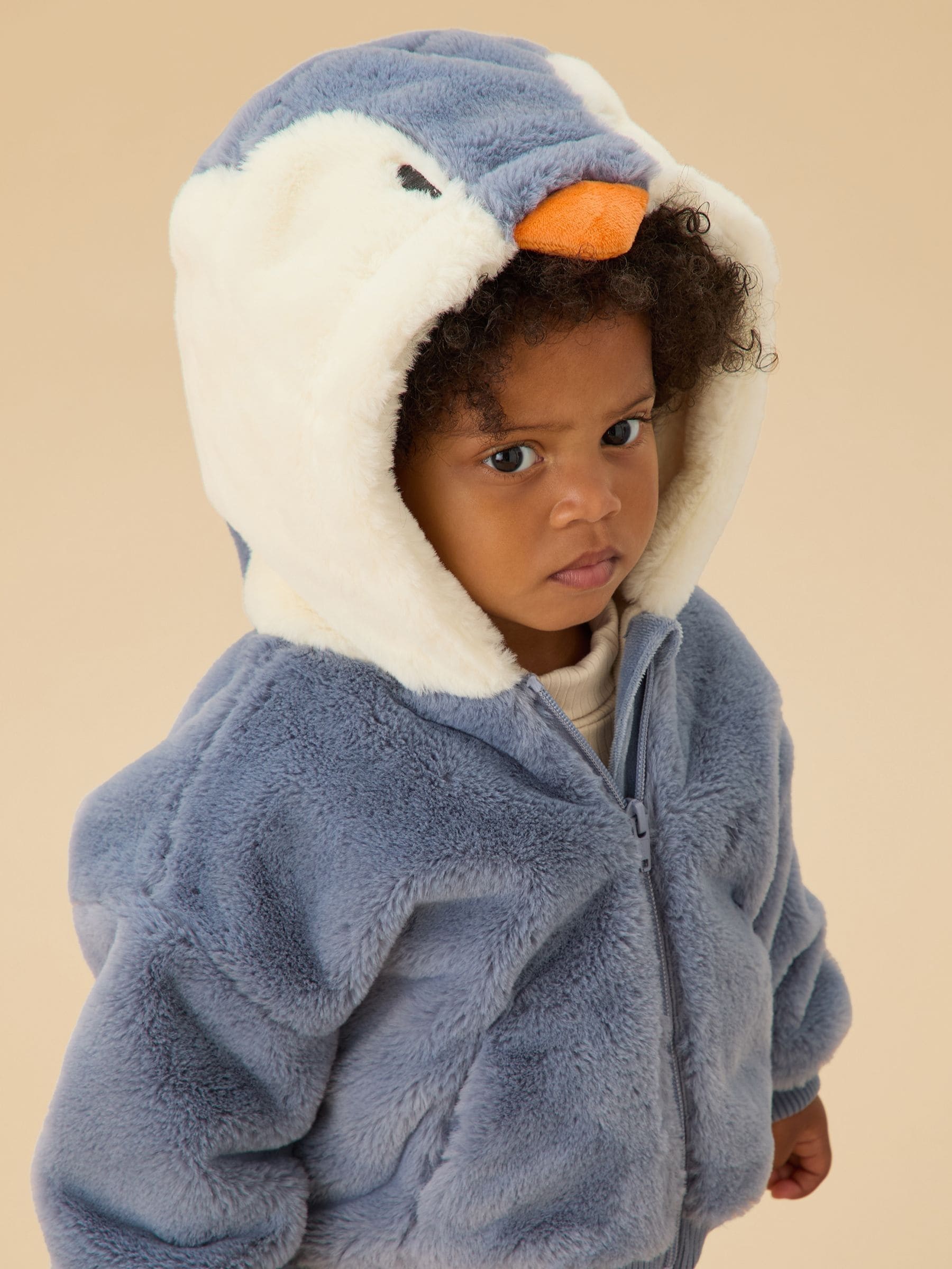 Buy MORI Blue Penguin Faux Fur Cosy Zip Up Hooded Jacket from Next USA