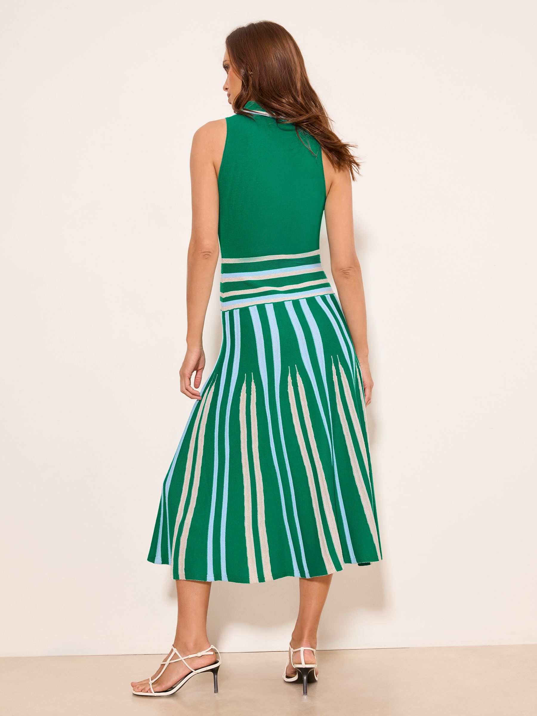 Buy Lipsy Green Petite Collared Halter Buttoned Pleat Stripe Knit