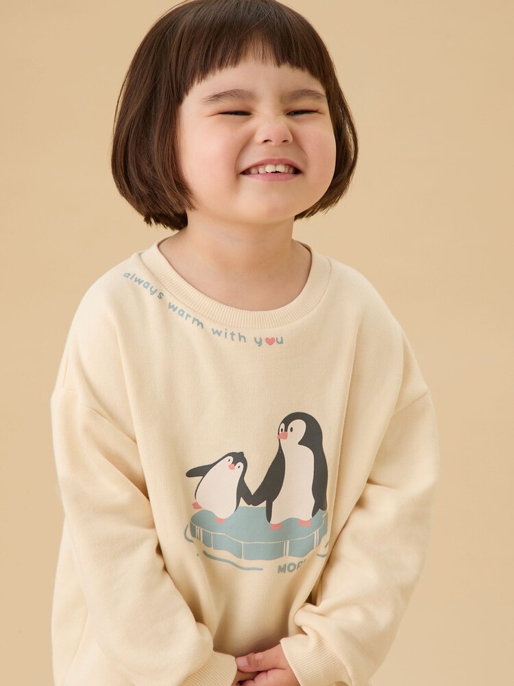 MORI Cream Penguin Supersoft Christmas Sweatshirt Jumper - Image 1 of 3