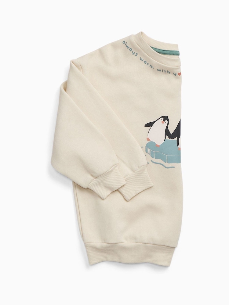 MORI Cream Penguin Supersoft Christmas Sweatshirt Jumper - Image 2 of 3 MORI Cream Penguin Supersoft Christmas Sweatshirt Jumper - Image 2 of 3