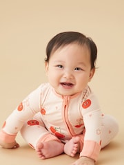 وردي طباعة كرز - MORI Christmas Ski Print Two Way Zip-Up Sleepsuit - صورة 2 من 5