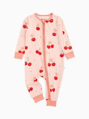 وردي طباعة كرز - MORI Christmas Ski Print Two Way Zip-Up Sleepsuit - صورة 3 من 5