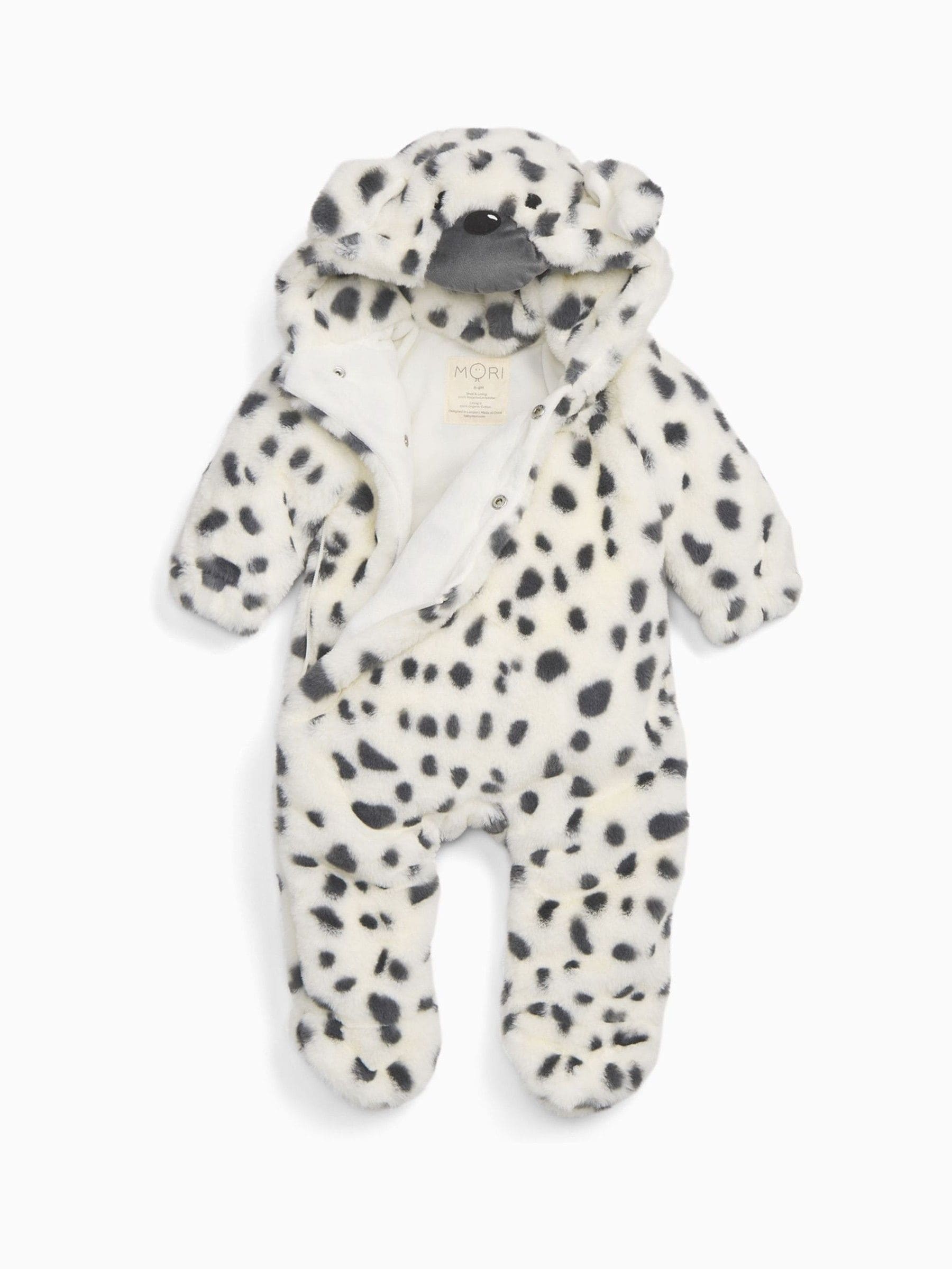 Buy MORI Dalmatian Print Faux Fur Supersoft Zip Up Pramsuit from