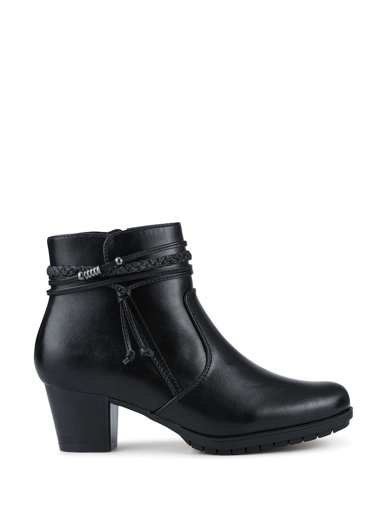 Preto - Pavers Lace-Detailed Heeled Ankle Boots - Imagem 1 de 5