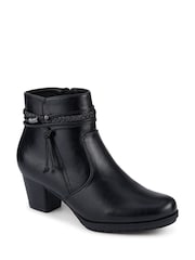 Preto - Pavers Lace-Detailed Heeled Ankle Boots - Imagem 2 de 5