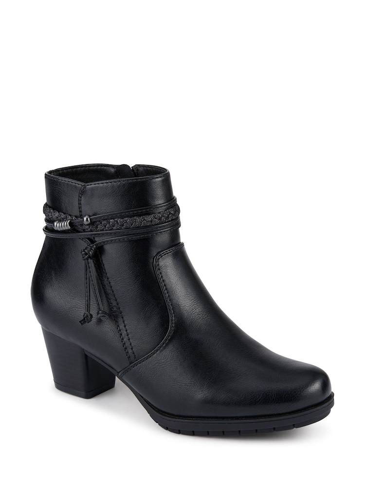 Preto - Pavers Lace-Detailed Heeled Ankle Boots - Imagem 2 de 5