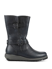 Pavers Blue Dual Buckle Calf Length Boots - Image 2 of 6
