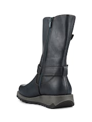 Pavers Blue Dual Buckle Calf Length Boots - Image 4 of 6