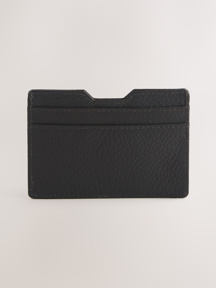 棕色 - 皮革粒面卡夾 - 圖片 2，共 4