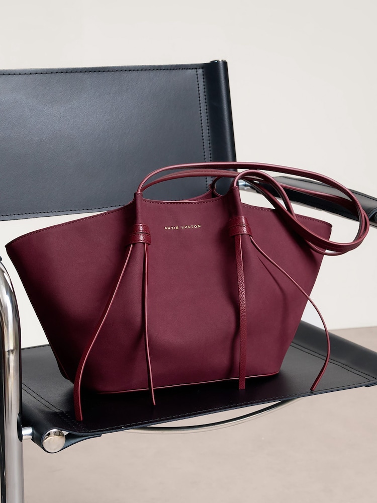Katie Loxton Red Celina Suedette Small Tote Bag - Image 1 of 5 Katie Loxton Red Celina Suedette Small Tote Bag - Image 1 of 5