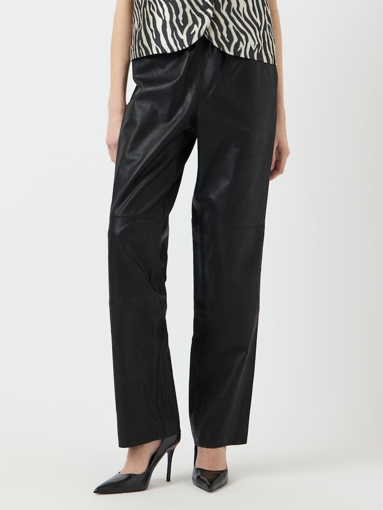 Straight Leather Trousers - Image 1 of 3 Straight Leather Trousers - Image 1 of 3