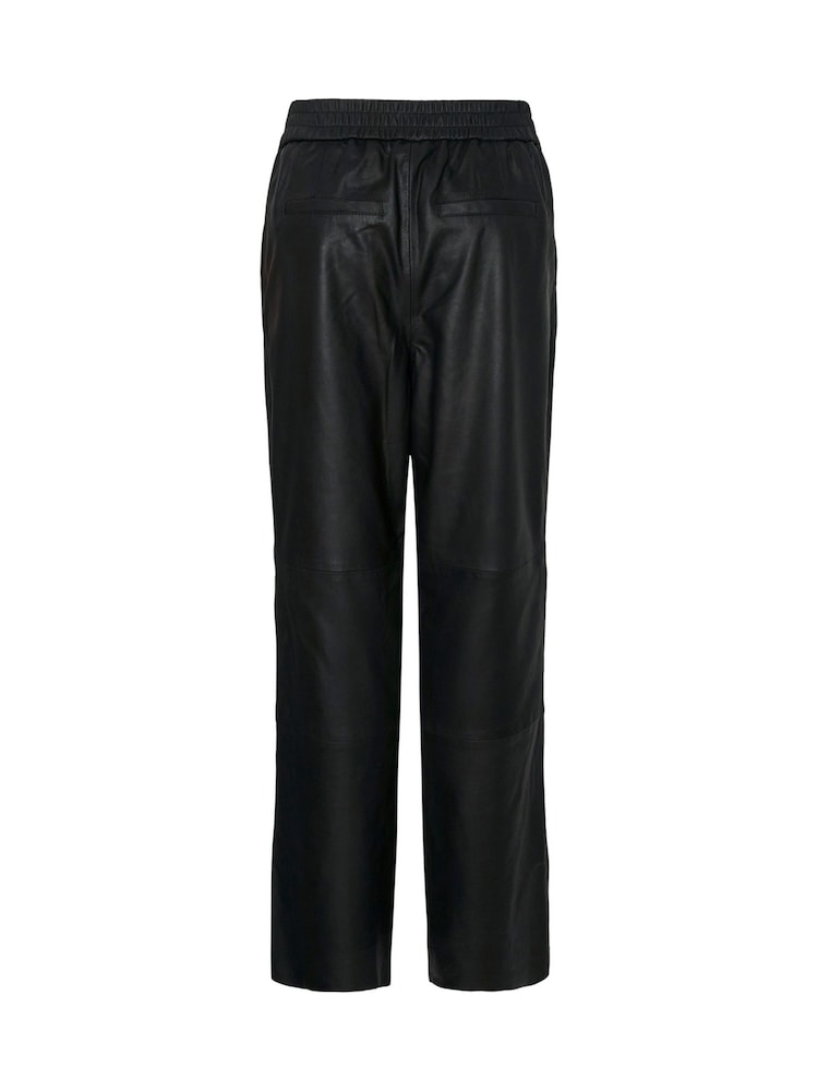 Y.A.S Black Straight Leather Trousers - Image 6 of 6