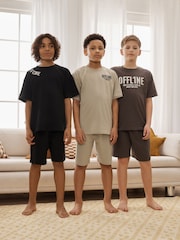 Black/Brown/Stone Offline - Shorts Pyjamas 3 Pack (3-16yrs) - Imaginea 1 din 12