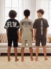 Black/Brown/Stone Offline - Shorts Pyjamas 3 Pack (3-16yrs) - Imaginea 2 din 12