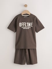 Black/Brown/Stone Offline - Shorts Pyjamas 3 Pack (3-16yrs) - Imaginea 9 din 12