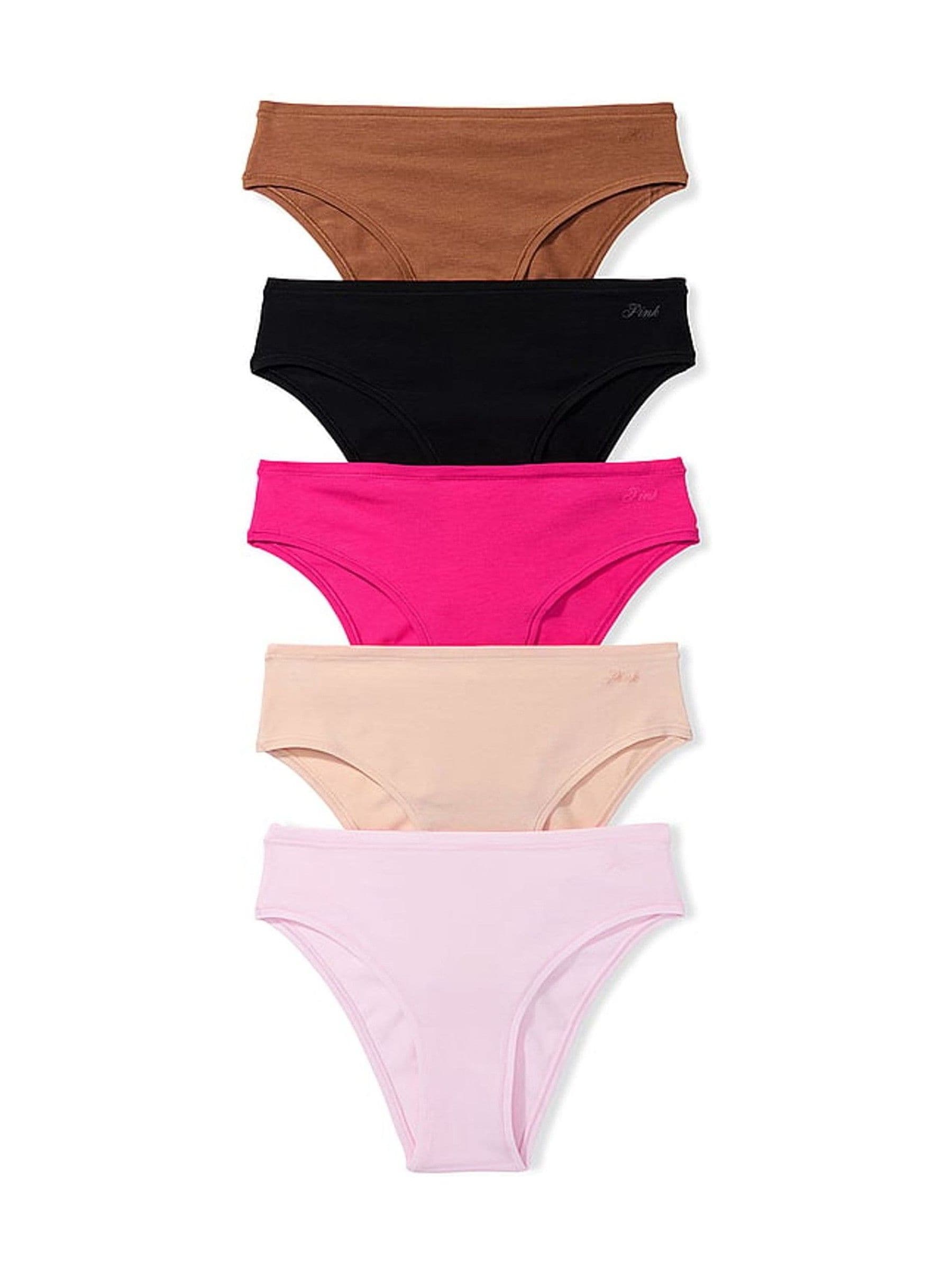 Victoria's Secret PINK Pink/Grey/Green Cheeky 5 Pack Cotton Knickers