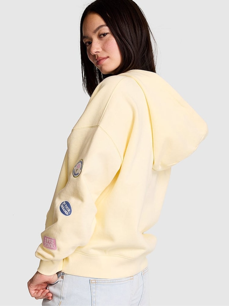 Victoria's Secret PINK Palest Yellow Fleece Zip Up Hoodie - Image 2 of 2