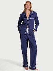 Victoria's Secret Ink Blue Dot Cotton Long Pyjama Set - Image 1 of 2